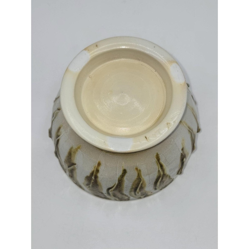 Studio Pottery Bowl Brown Drip Glaze Stoneware Pedestal Foot Mid Century Style - Picture 7 of 8